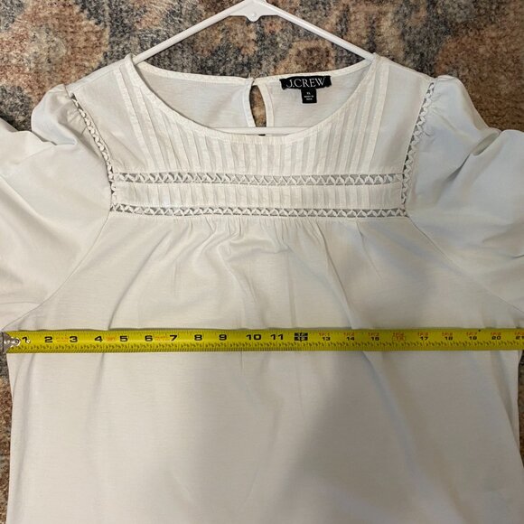 J. Crew #BP030 Women's S/S White Lace-Trim Puff-Sleeve Tee Shirt Top Blouse XL - Picture 8 of 11